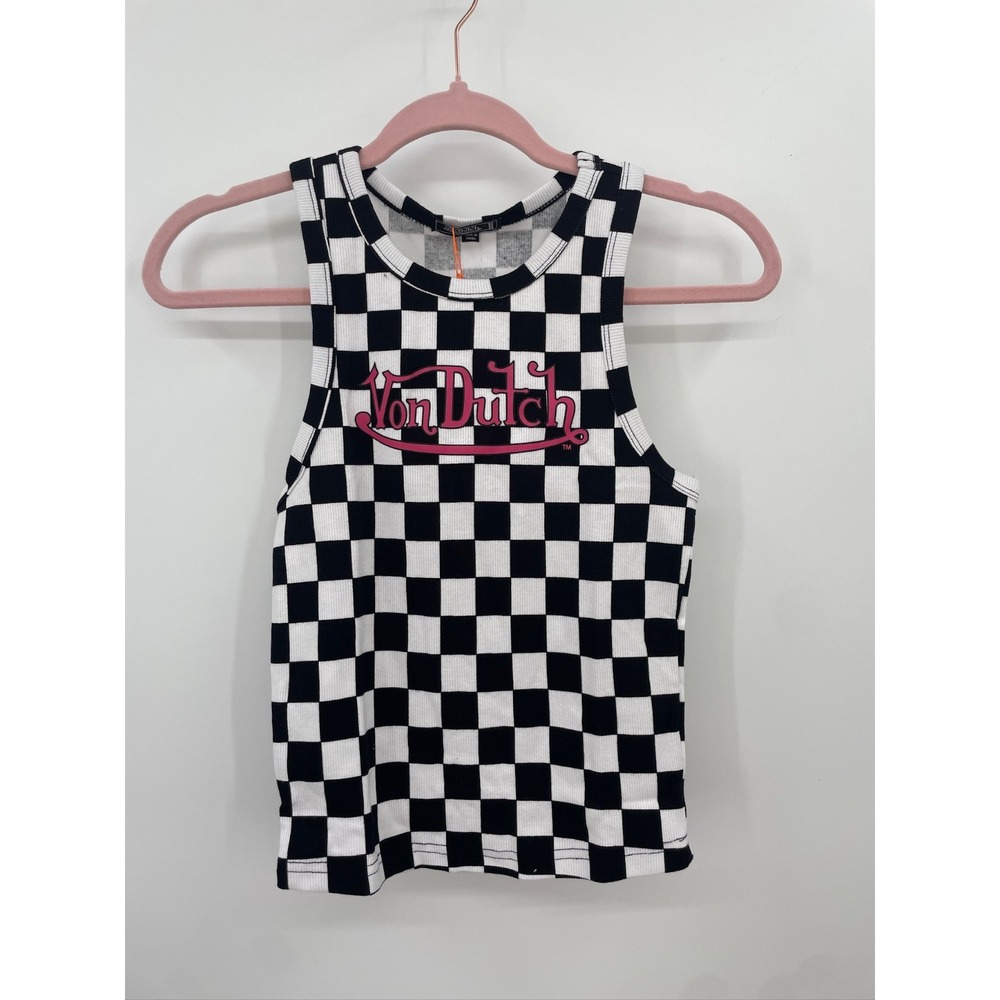 Von Dutch Tank Top Size Medium Black and White‎ Checkered